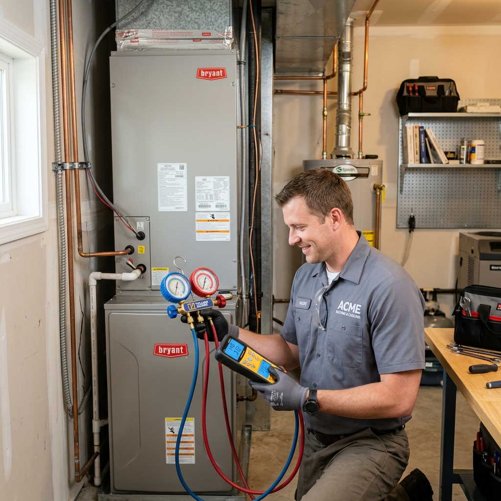 HVAC diagnostic service being performed in Mandarin